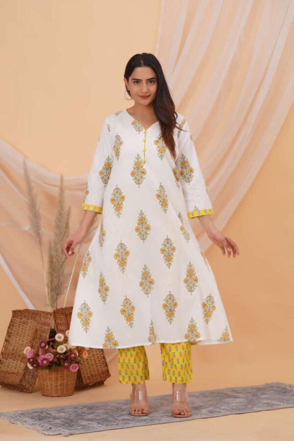 Pure cotton A-Line  dupatta set