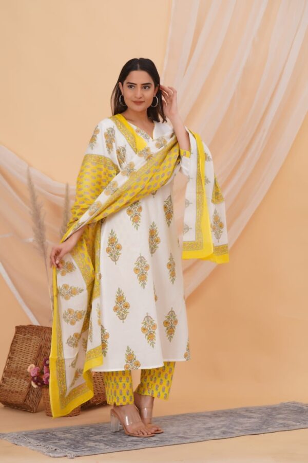 Pure cotton A-Line  dupatta set