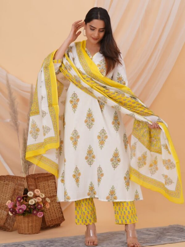 Pure cotton A-Line  dupatta set
