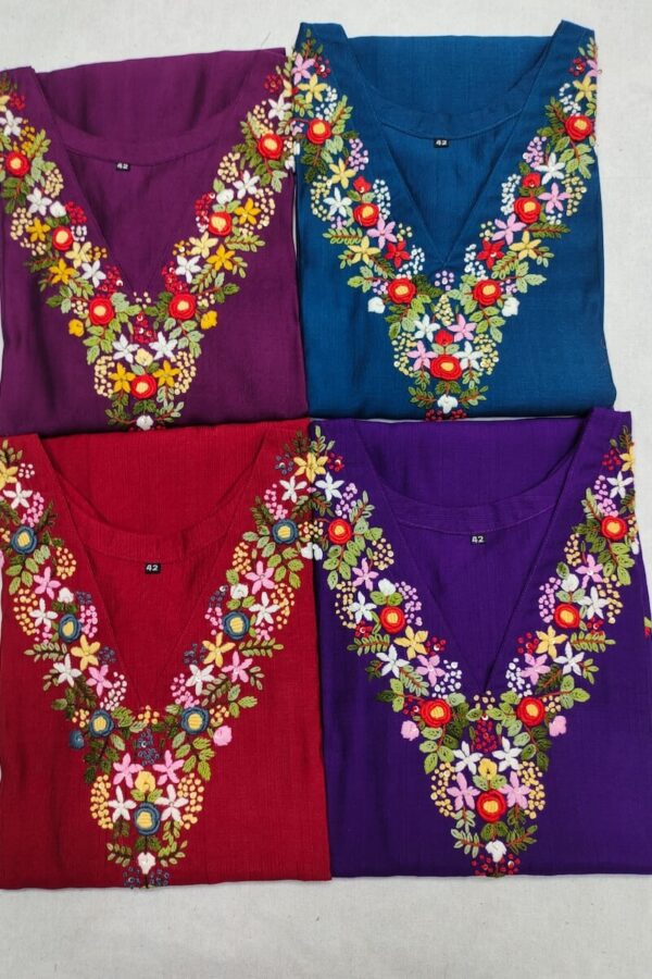 Premium Vetikan Silk Kurti with Delicate Kantha work